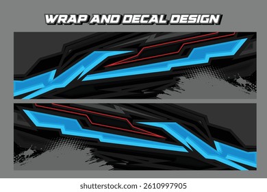 Sporty striping car wrap livery design vector file decal printable EPS 10 in blue and black color