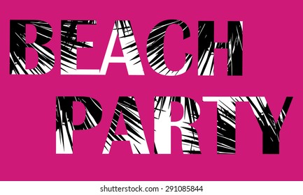Sporty summer graphic print with palm tree for t-shirt or other uses.Graphic words Beach party in english language.  summer, caribbean, fiesta