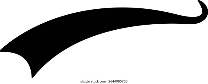 Sporty swirling tail icon in flat. football, baseball typography swashes Texting tail for lettering or old varsity sport logo vector for apps or web retro isolated on transparent background