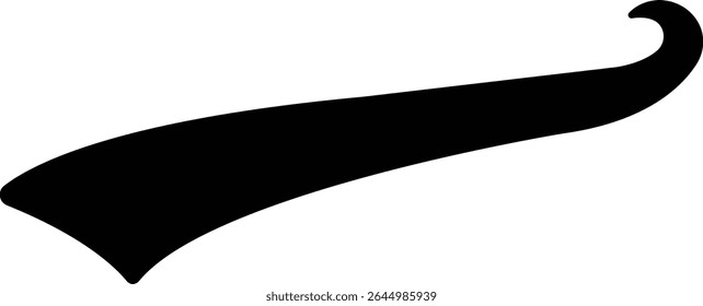Sporty swirling tail icon in flat. football, baseball typography swashes Texting tail for lettering or old varsity sport logo vector for apps or web retro isolated on transparent background
