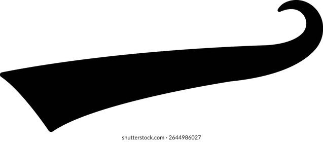 Sporty swirling tail icon in flat. football, baseball typography swashes Texting tail for lettering or old varsity sport logo vector for apps or web retro isolated on transparent background