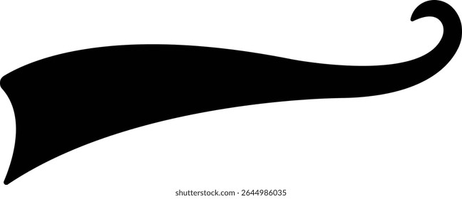 Sporty swirling tail icon in flat. football, baseball typography swashes Texting tail for lettering or old varsity sport logo vector for apps or web retro isolated on transparent background