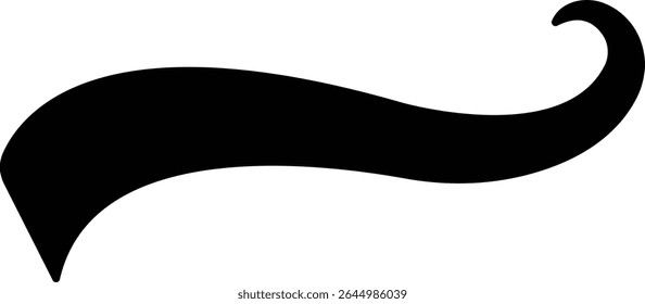 Sporty swirling tail icon in flat. football, baseball typography swashes Texting tail for lettering or old varsity sport logo vector for apps or web retro isolated on transparent background
