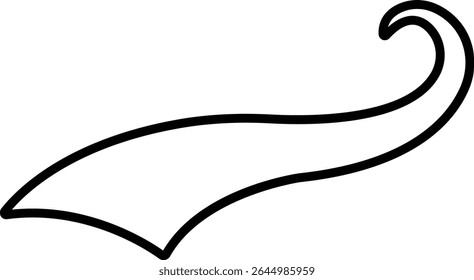 Sporty swirling tail icon in line. football, baseball typography swashes Texting tail for lettering or old varsity sport logo vector for apps or web retro isolated on transparent background