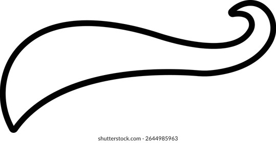 Sporty swirling tail icon in line. football, baseball typography swashes Texting tail for lettering or old varsity sport logo vector for apps or web retro isolated on transparent background