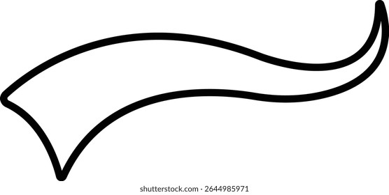 Sporty swirling tail icon in line. football, baseball typography swashes Texting tail for lettering or old varsity sport logo vector for apps or web retro isolated on transparent background