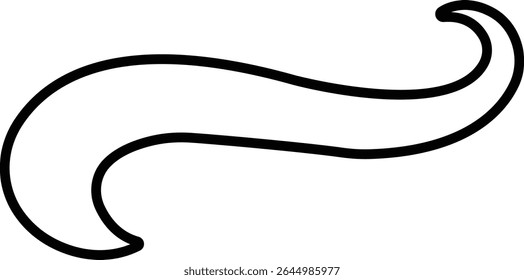 Sporty swirling tail icon in line. football, baseball typography swashes Texting tail for lettering or old varsity sport logo vector for apps or web retro isolated on transparent background