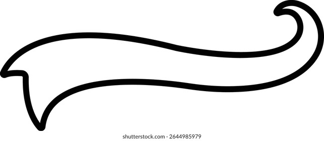 Sporty swirling tail icon in line. football, baseball typography swashes Texting tail for lettering or old varsity sport logo vector for apps or web retro isolated on transparent background