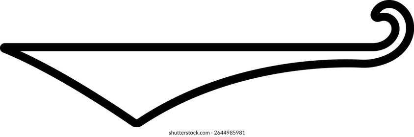 Sporty swirling tail icon in line. football, baseball typography swashes Texting tail for lettering or old varsity sport logo vector for apps or web retro isolated on transparent background