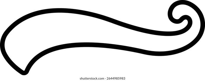 Sporty swirling tail icon in line. football, baseball typography swashes Texting tail for lettering or old varsity sport logo vector for apps or web retro isolated on transparent background