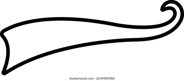 Sporty swirling tail icon in line. football, baseball typography swashes Texting tail for lettering or old varsity sport logo vector for apps or web retro isolated on transparent background