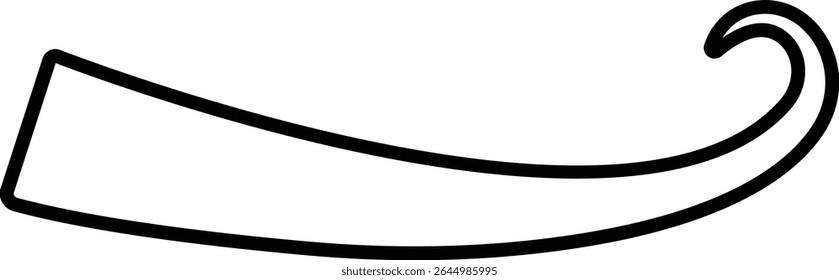 Sporty swirling tail icon in line. football, baseball typography swashes Texting tail for lettering or old varsity sport logo vector for apps or web retro isolated on transparent background