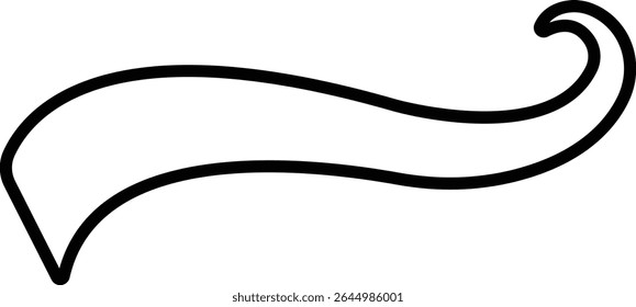Sporty swirling tail icon in line. football, baseball typography swashes Texting tail for lettering or old varsity sport logo vector for apps or web retro isolated on transparent background