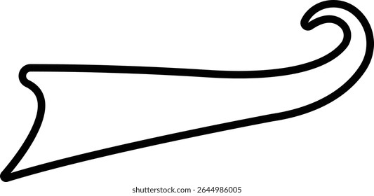 Sporty swirling tail icon in line. football, baseball typography swashes Texting tail for lettering or old varsity sport logo vector for apps or web retro isolated on transparent background