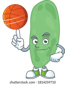 An sporty thermus thermophilus mascot design style playing basketball on league. Vector illustration