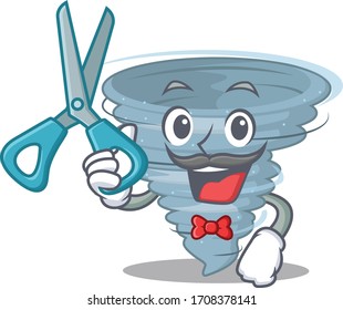 Sporty tornado cartoon character design with barber