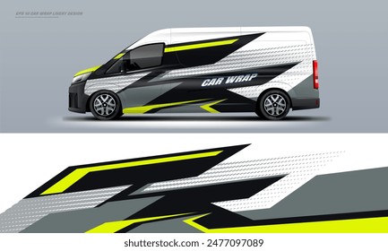 Sporty van car wrap livery decal design vector eps 10