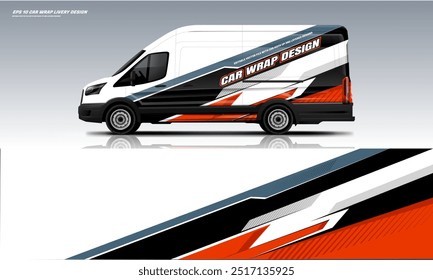 Sporty van racing car wrap design livery. modern new Diagonal Strip car wrap livery design