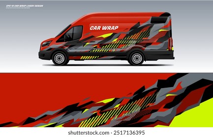 Sporty van racing car wrap design livery. modern new Diagonal car wrap livery design
