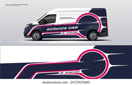 Sporty van service car wrap livery design vector file eps 10 decal printable file