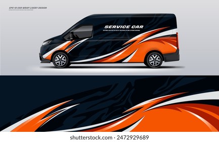 Sporty van service car wrap livery design vector file eps 10 decal printable file