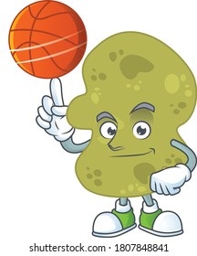 An sporty verrucomicrobia mascot design style playing basketball on league. Vector illustration