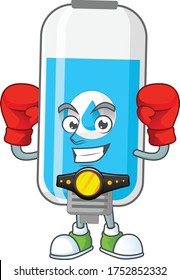 A sporty wall hand sanitizer boxing athlete cartoon mascot design style