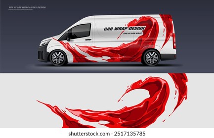 Sporty wavy van racing car wrap design livery. modern new Diagonal car wrap livery design