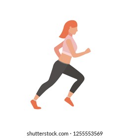 Sporty woman in leggings running fast. Exercise, fitness, motion. Can be used for topics like sport, activity, recreation