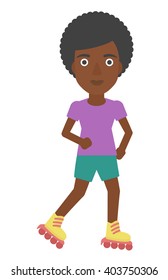 Sporty woman on roller-skates.