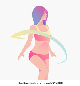 Sporty woman with perfect figure. Diet fitness and healthy lifestyle concept. Vector illustration