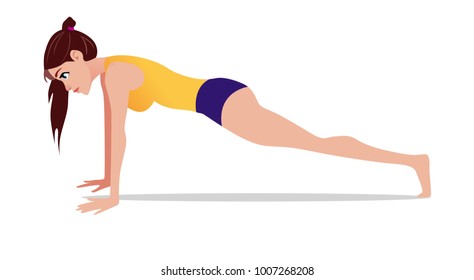 Sporty young woman doing yoga practice isolated on white background 
