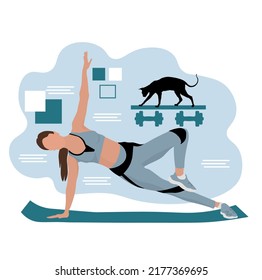 Sporty young woman doing yoga at home