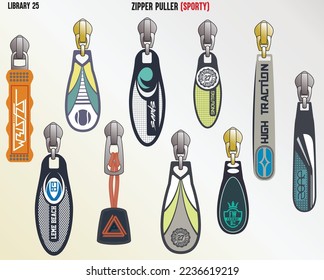 SPORTY ZIPPER SLIDER AND PULLERS FOR UNISEX MEN AND WOMEN ILLUSTRATION VECTOR SKETCH