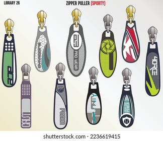 SPORTY ZIPPER SLIDER AND PULLERS FOR UNISEX MEN AND WOMEN ILLUSTRATION VECTOR SKETCH