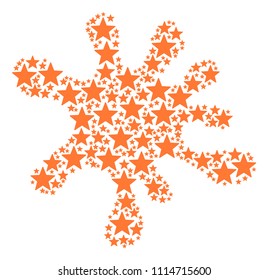 Spot area made with five pointed star components in different sizes. Abstract vector drip representaion. Five pointed star icons are organized into spot region.