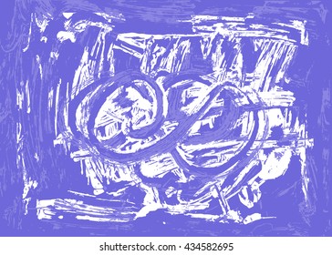 Spot of black paint smeared hands across the smooth surface. Vector image on a transparent background. Brush strokes of paint, painted over with a brush texture.