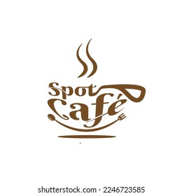spot cafe logo with coffee cup shape
