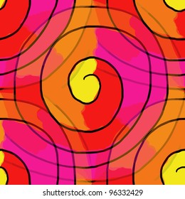 spot color (EPS 8) orange red circles spiral seamless background