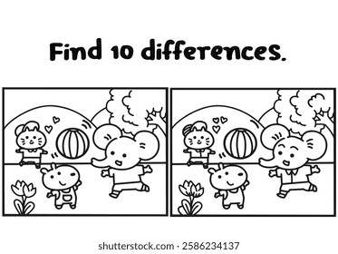 Spot the difference coloring pages style.