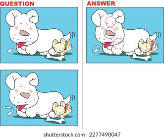 Spot the difference illustration, dog and cute cat
