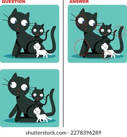 Spot the difference quiz, parent and child of a black cat and a white cat