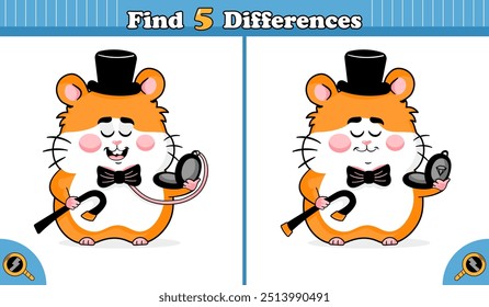 Localize as diferenças entre os cavalheiros Hamsters com Relógios