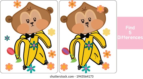 Spot the differences concept for Preschool icebreaker English class animation. 