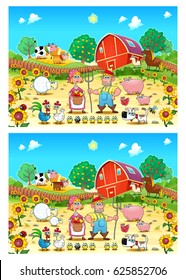 Spot the differences. Two images with six changes between them, vector and cartoon illustrations.
