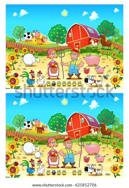 Spot Differences Two Images Six Changes Stock Vector (Royalty Free ...