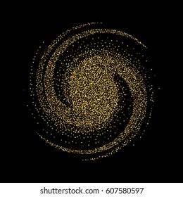 Spot with the effect of shine to create advertising posters, leaflets, booklets. Round design element of gold glitter.