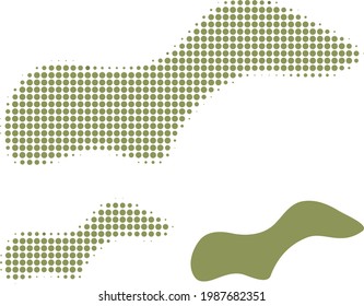 Spot halftone dotted icon. Halftone pattern contains round dots. Vector illustration of spot icon on a white background.