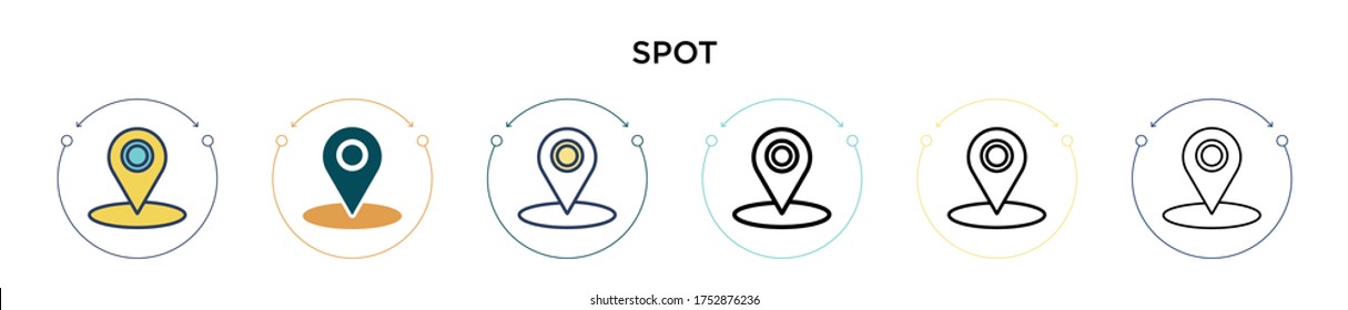 Spot icon in filled, thin line, outline and stroke style. Vector illustration of two colored and black spot vector icons designs can be used for mobile, ui, web