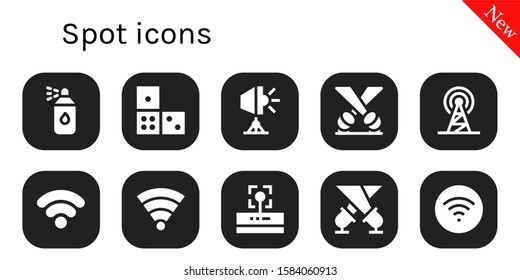 spot icon set. 10 filled spot icons.  Collection Of - Paint spray, Domino, Spotlight, Signal, Wifi signal, Wifi icons